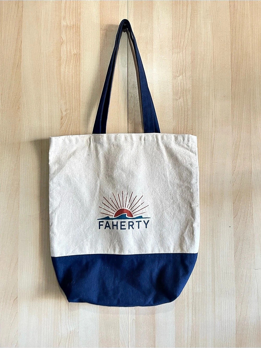 Faherty Signature Canvas Tote Blue & White